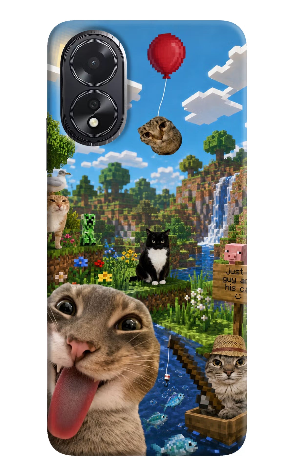 Minecraft Cat Chaos Oppo A18/Oppo A38 Hard Case Back Cover by Casekaro