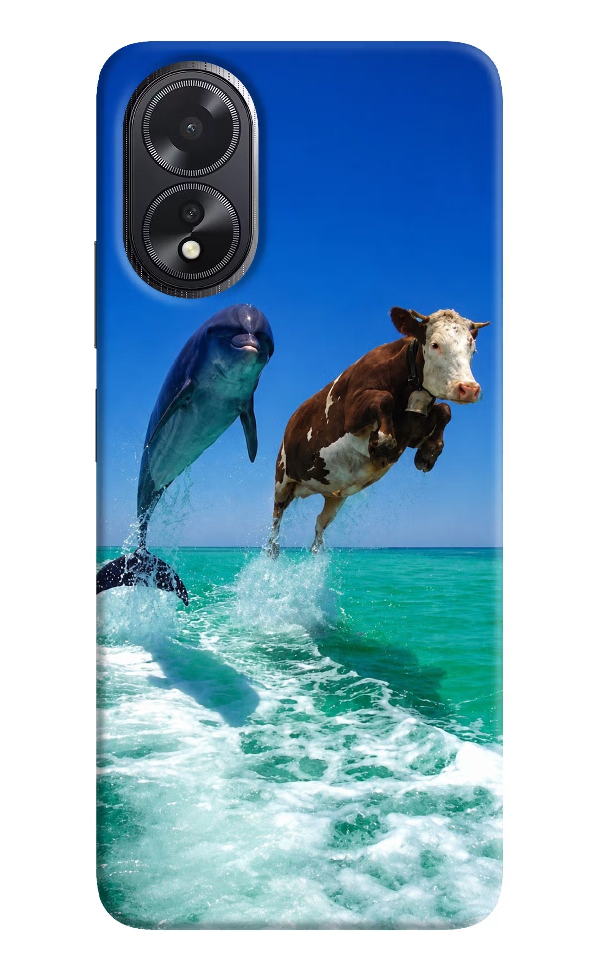 Dolphin vs Cow Oppo A18/Oppo A38 Hard Case Back Cover by Casekaro