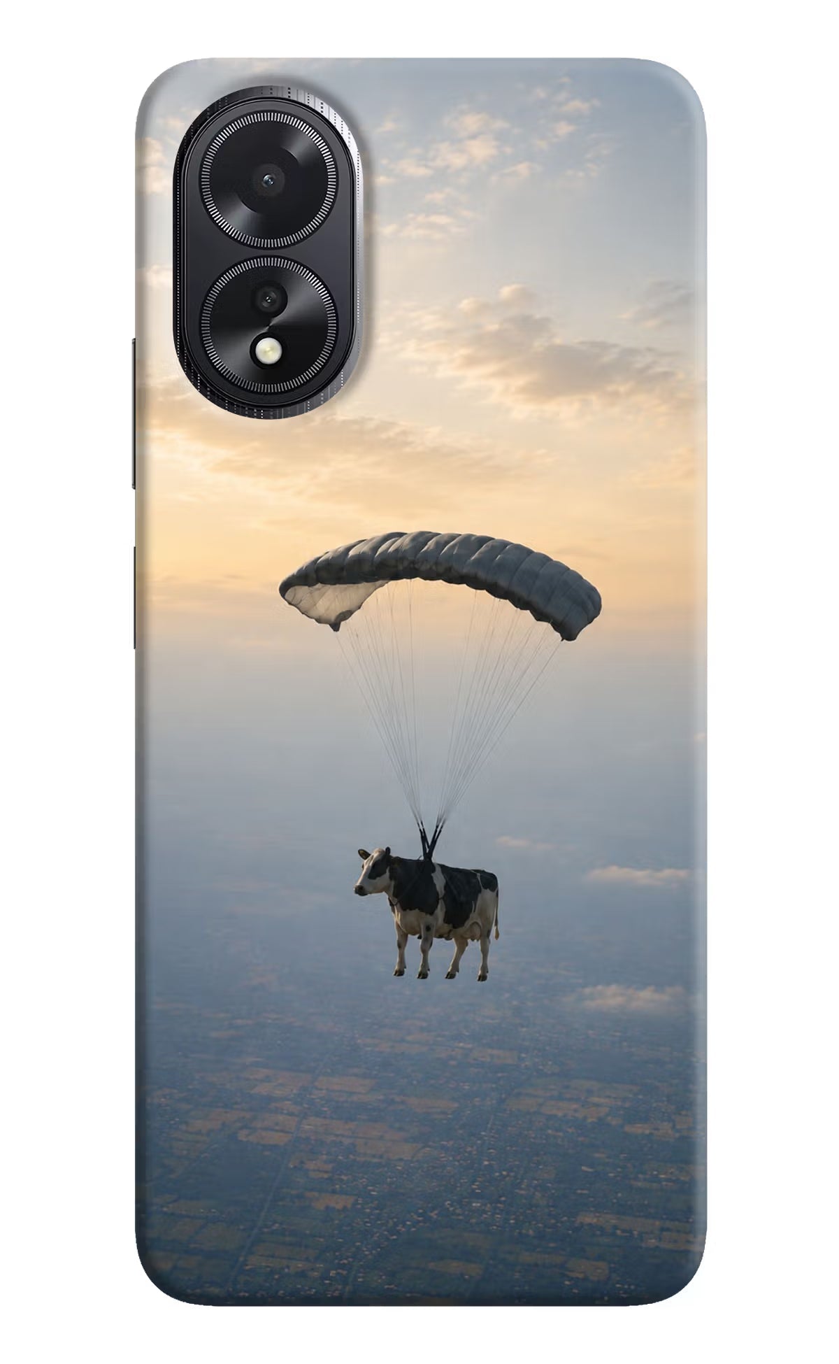 Skydiving Cow Oppo A18/Oppo A38 Hard Case Back Cover by Casekaro