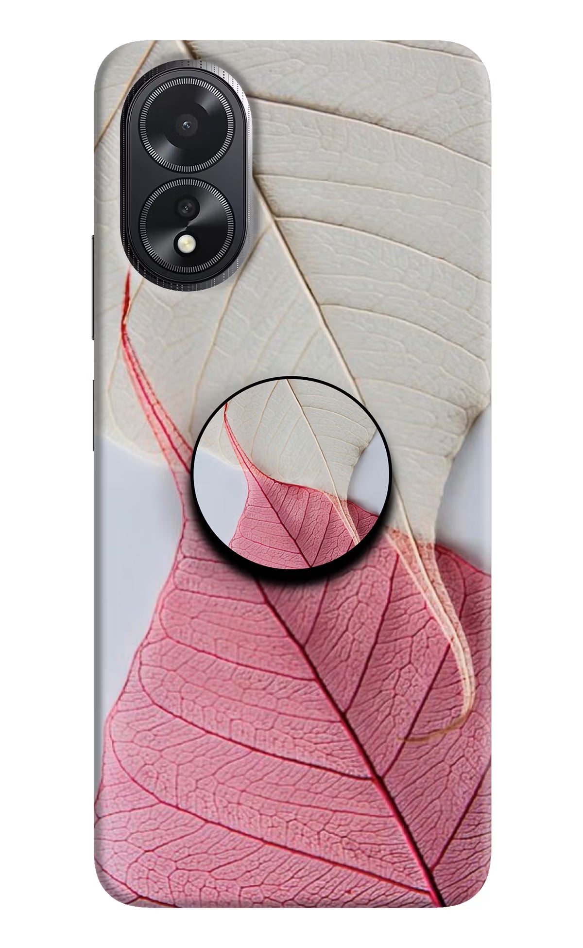 White Pink Leaf Oppo A18/Oppo A38 Pop Case by Casekaro