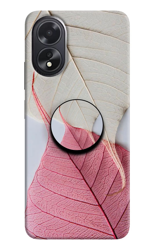 White Pink Leaf Oppo A18/Oppo A38 Pop Case by Casekaro