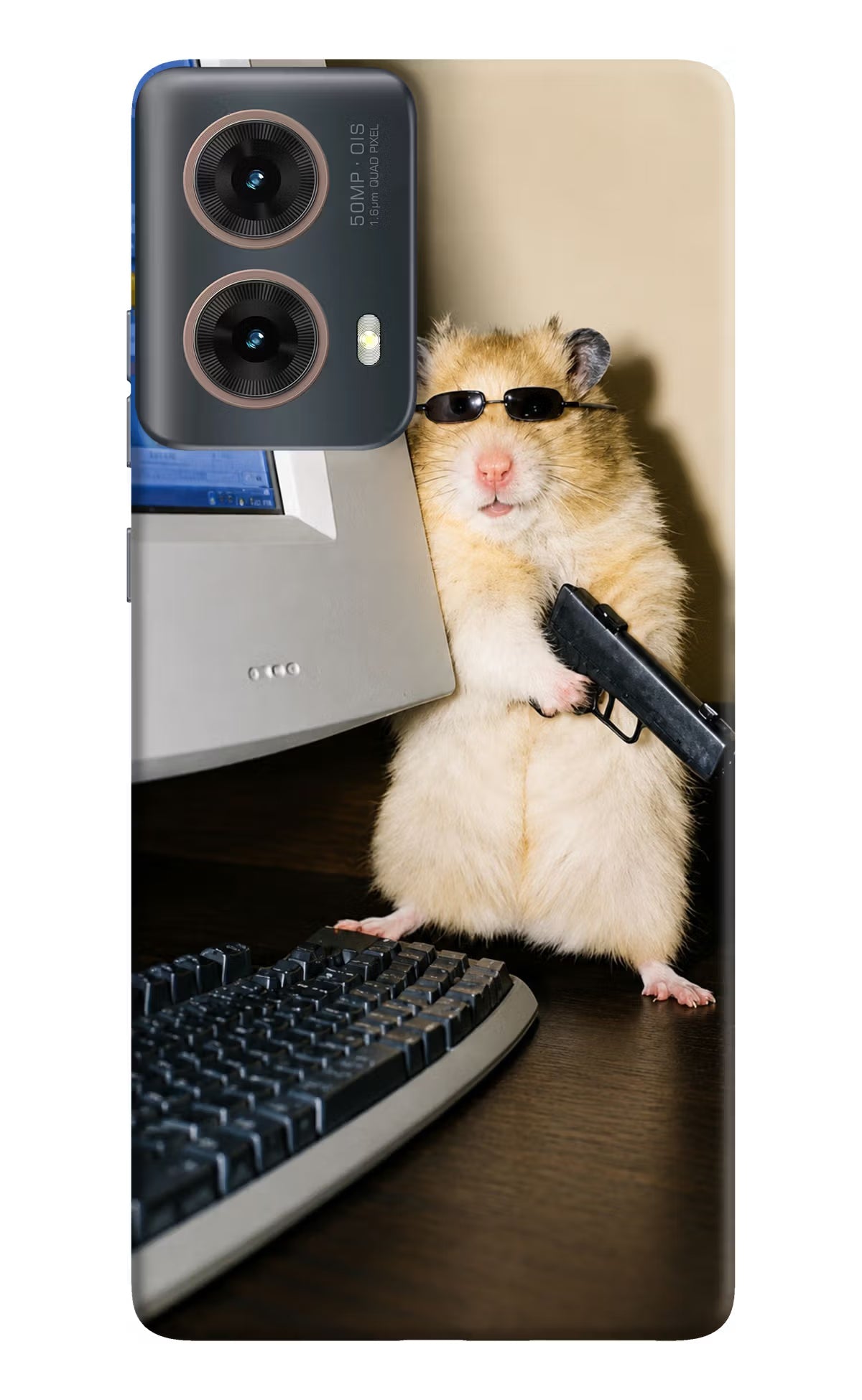 Hacker Hamster Motorola G85 Hard Case Back Cover by Casekaro