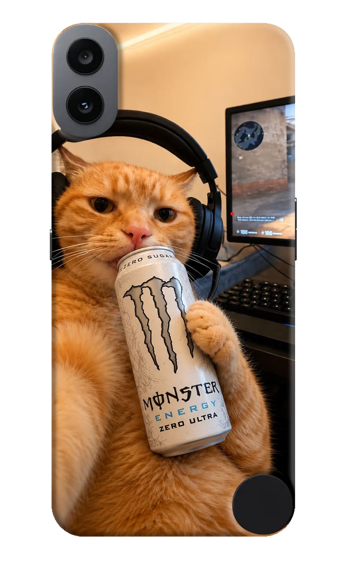 Gamer Cat Energy CMF by Nothing Phone 1 Hard Case Back Cover by Casekaro