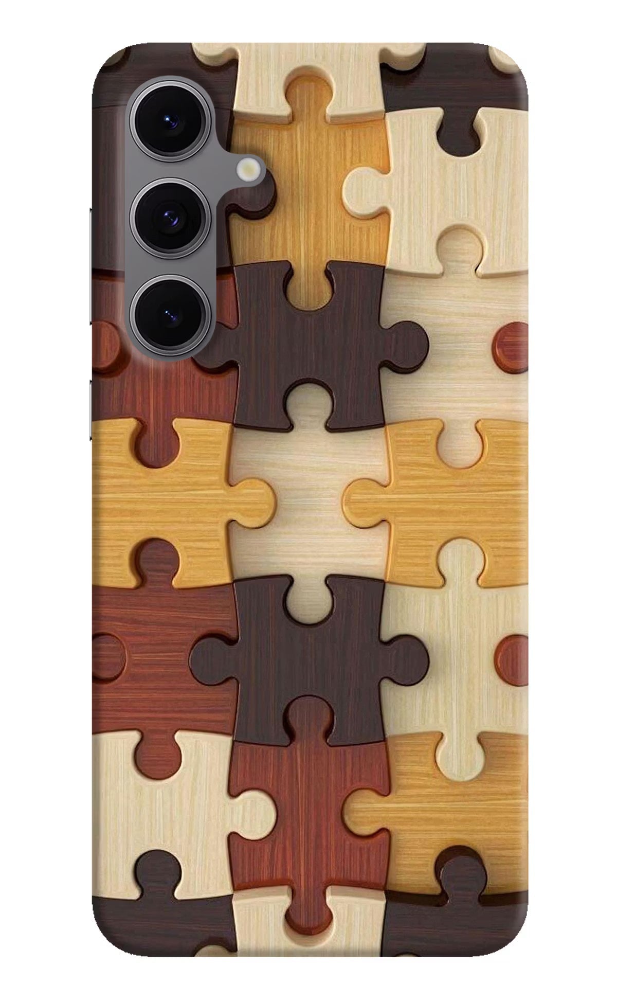 Wooden Puzzle Samsung S24 FE 5G Hard Case Back Cover by Casekaro