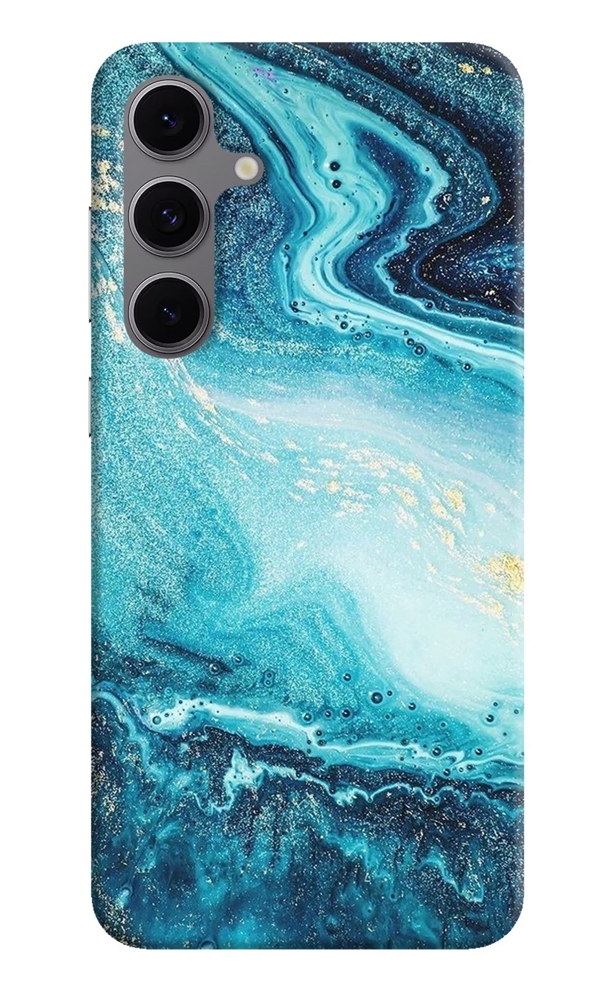Blue Glitter Marble Samsung S24 FE 5G Hard Case Back Cover by Casekaro