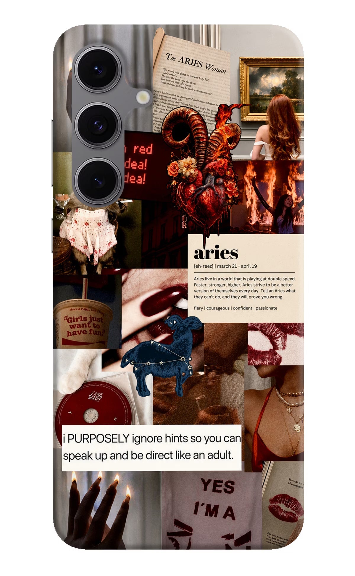 Zodiac Aries Samsung S24 FE 5G Hard Case Back Cover by Casekaro
