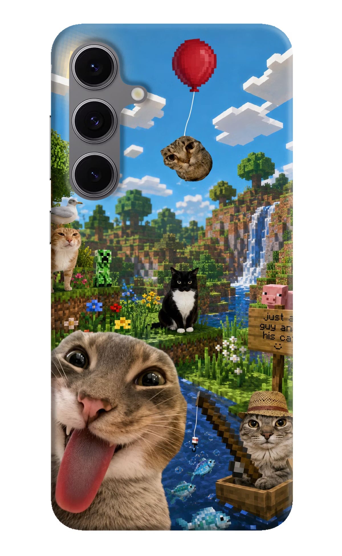 Minecraft Cat Chaos Samsung S24 FE 5G Hard Case Back Cover by Casekaro
