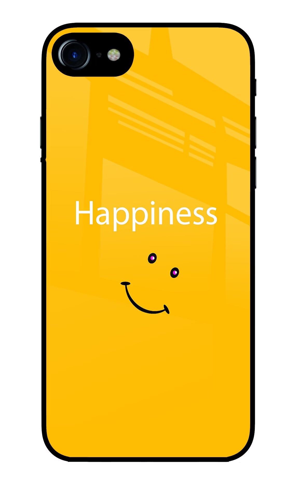 Happiness With Smiley iPhone 7/7s Glass Case Back Cover by Casekaro