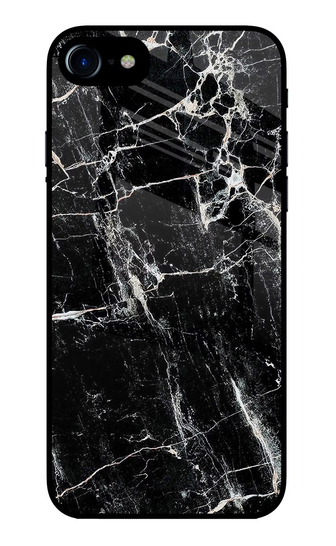 Black Marble Texture iPhone 7/7s Glass Case Back Cover by Casekaro