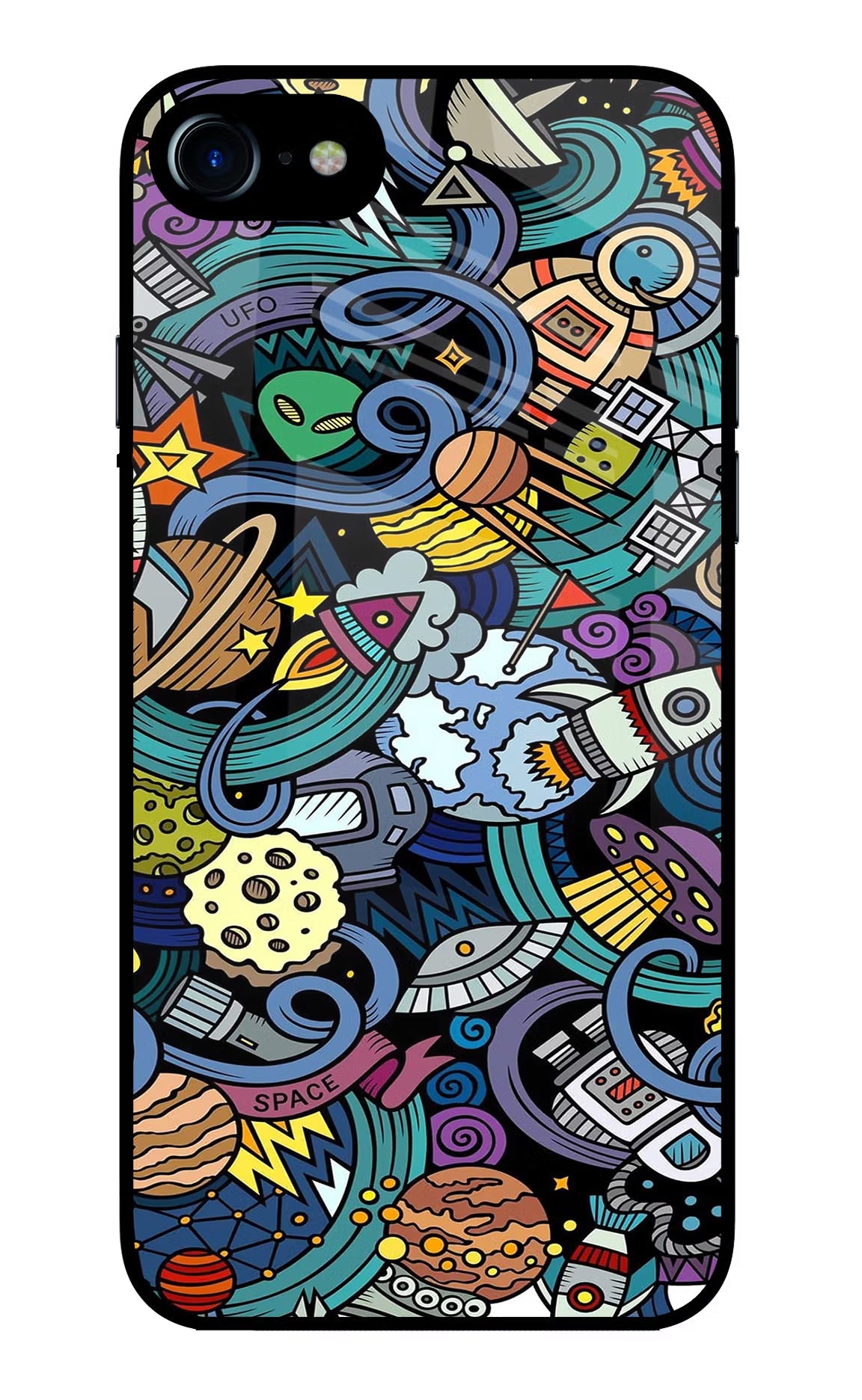 Space Abstract iPhone 7/7s Glass Case Back Cover by Casekaro