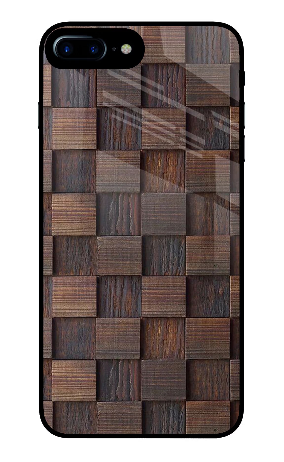 Wooden Cube Design iPhone 7 Plus Glass Case Back Cover by Casekaro