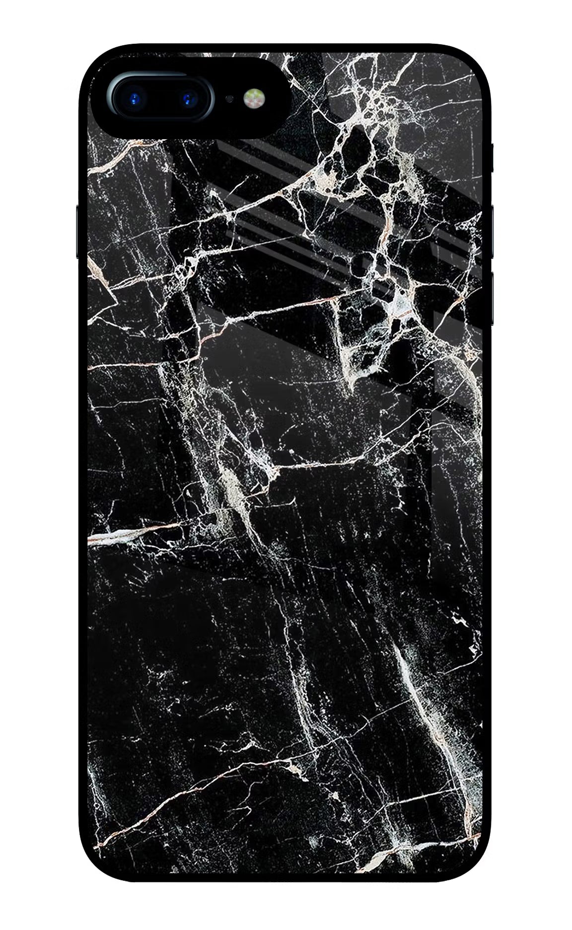 Black Marble Texture iPhone 7 Plus Glass Case Back Cover by Casekaro