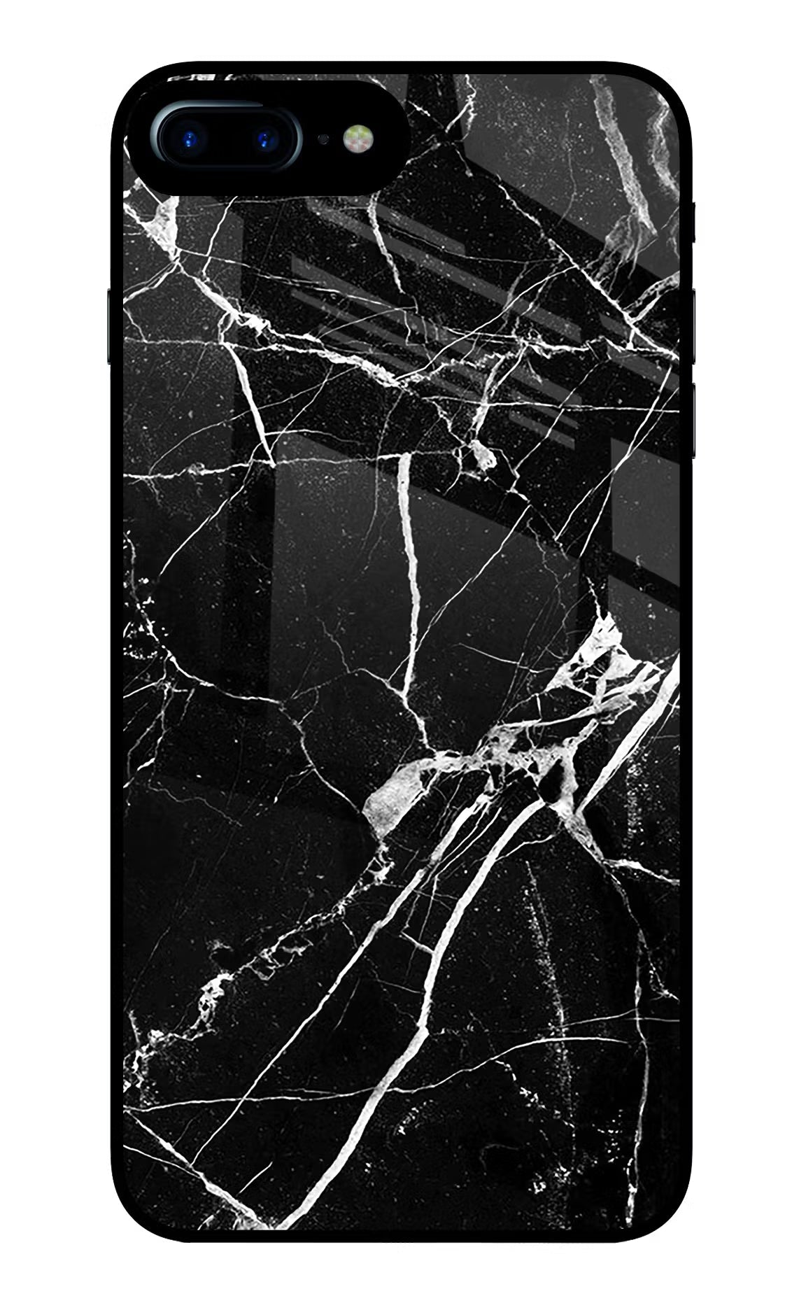 Black Marble Pattern iPhone 7 Plus Glass Case Back Cover by Casekaro
