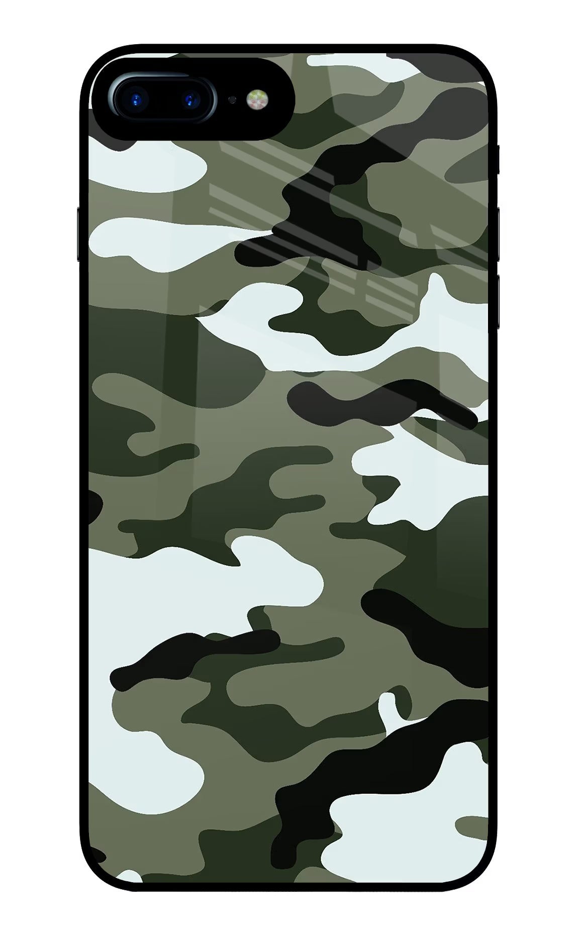 Camouflage iPhone 7 Plus Glass Case Back Cover by Casekaro