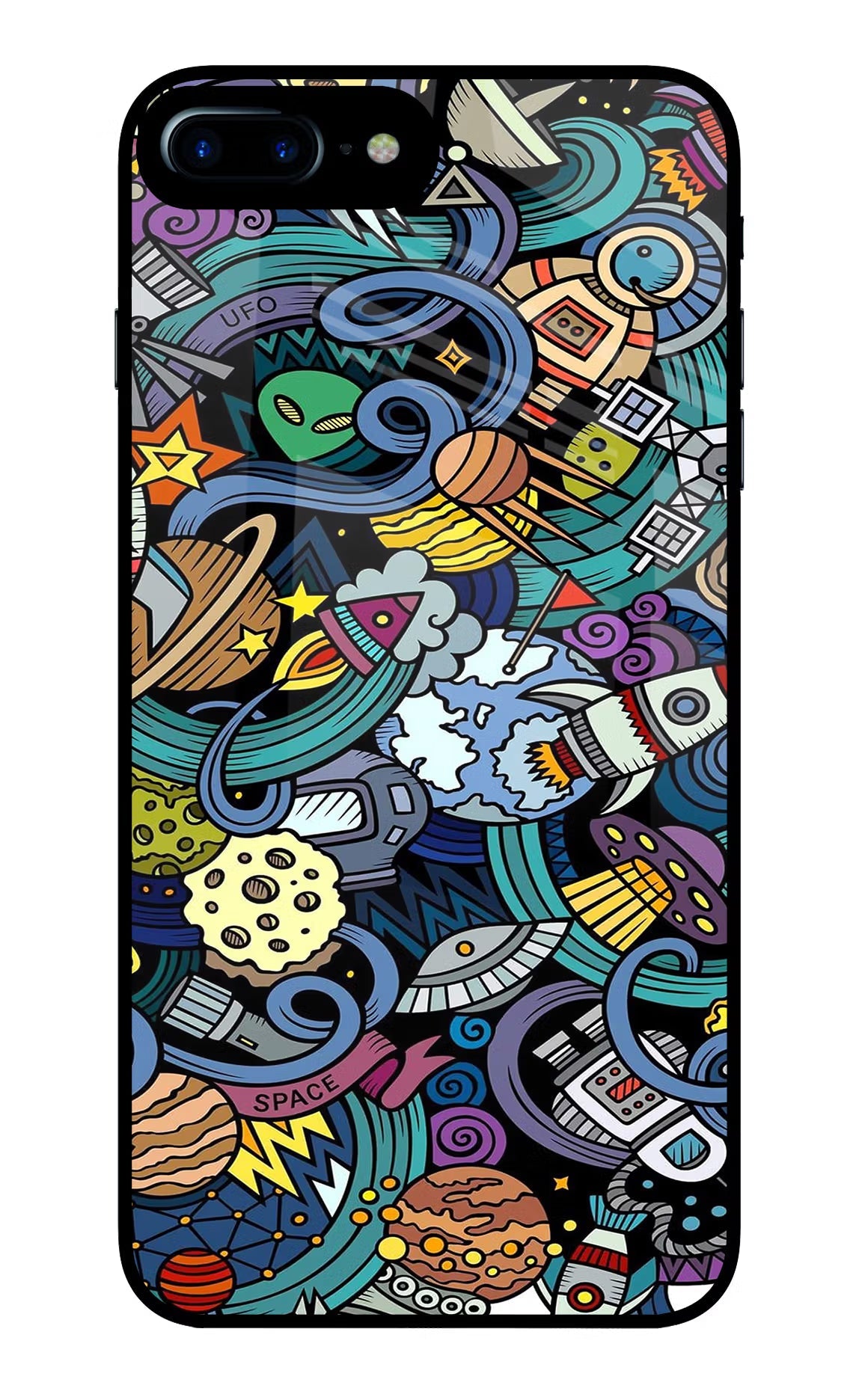Space Abstract iPhone 8 Plus Glass Case Back Cover by Casekaro