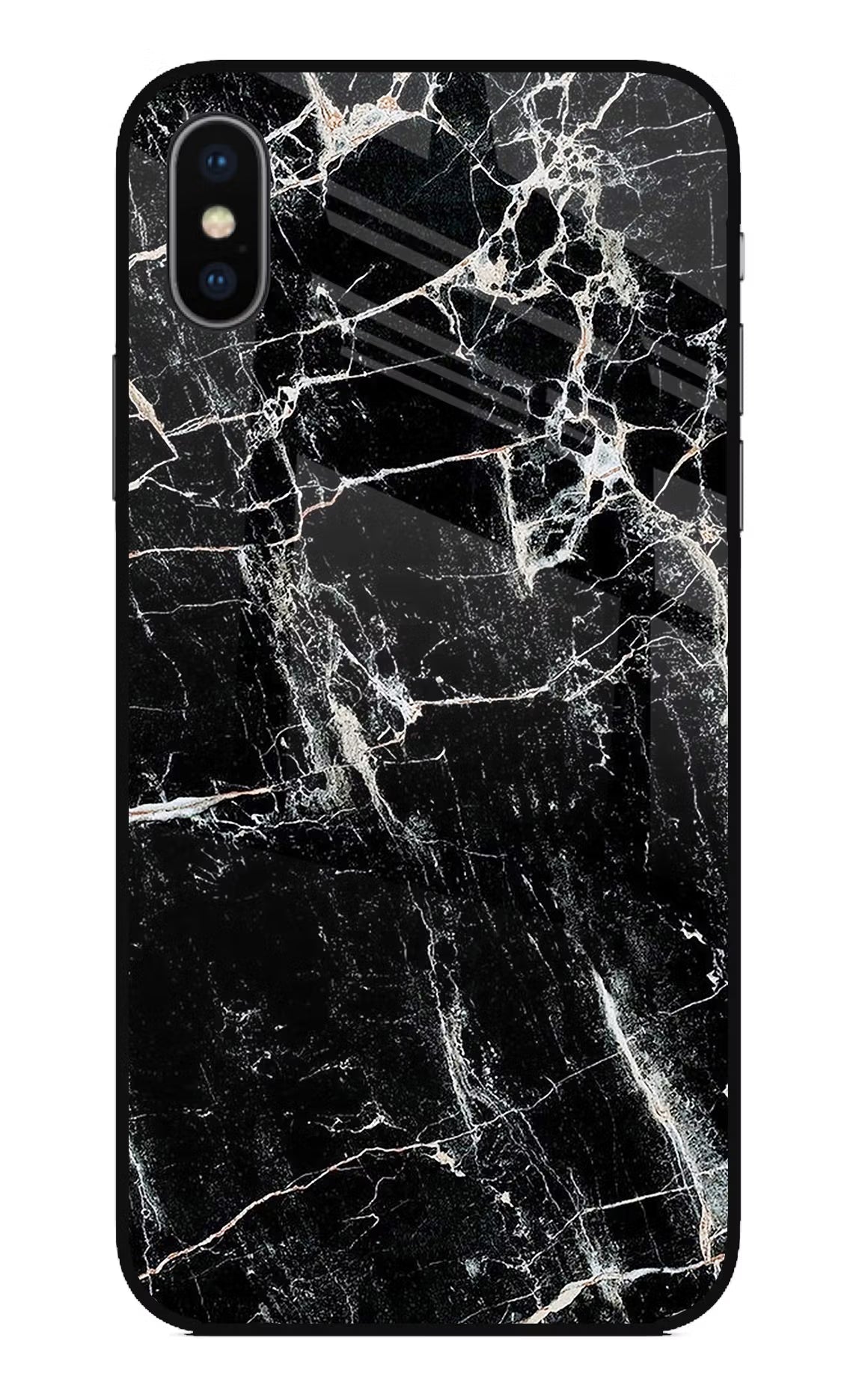 Black Marble Texture iPhone X Glass Case Back Cover by Casekaro