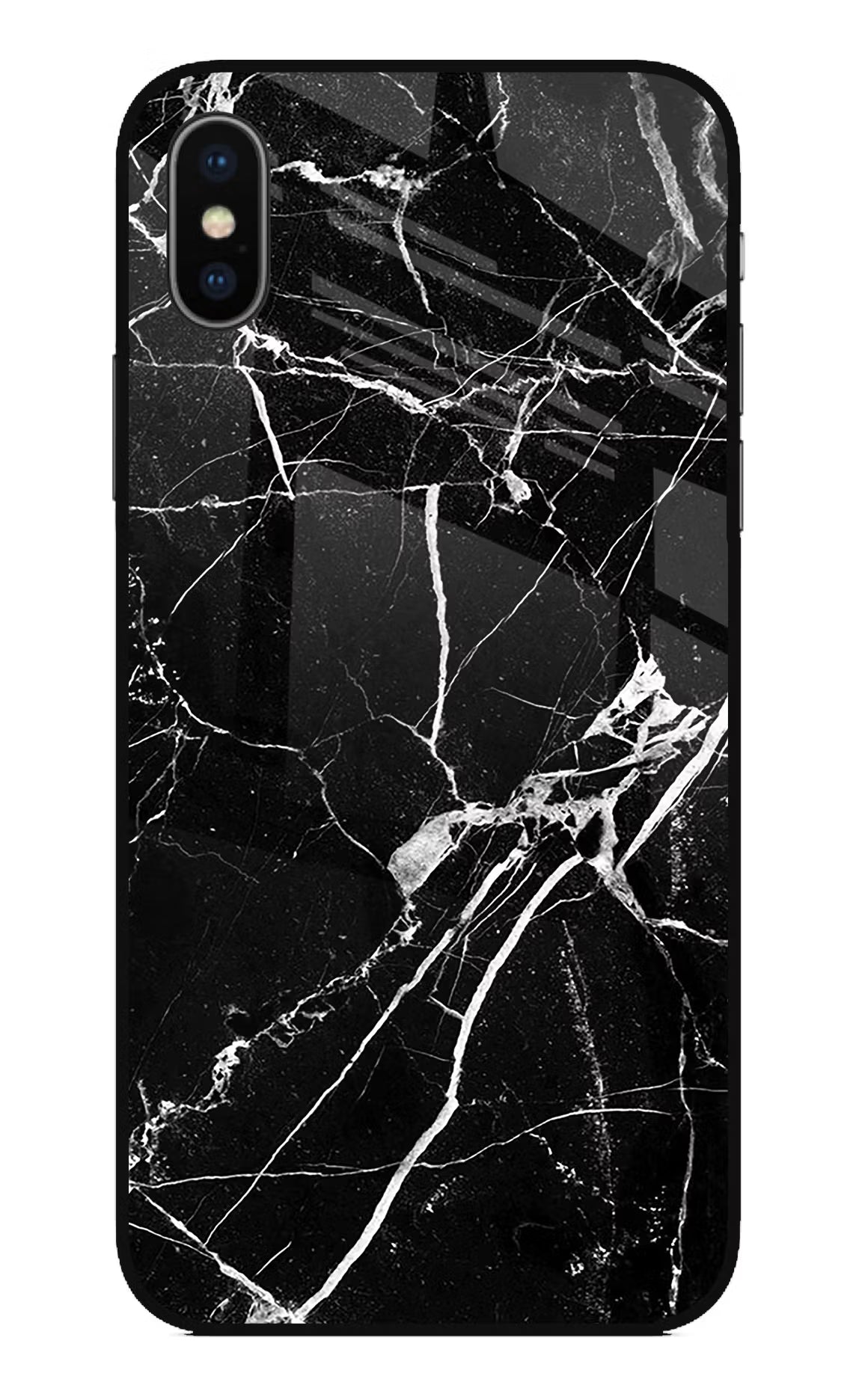 Black Marble Pattern iPhone X Glass Case Back Cover by Casekaro