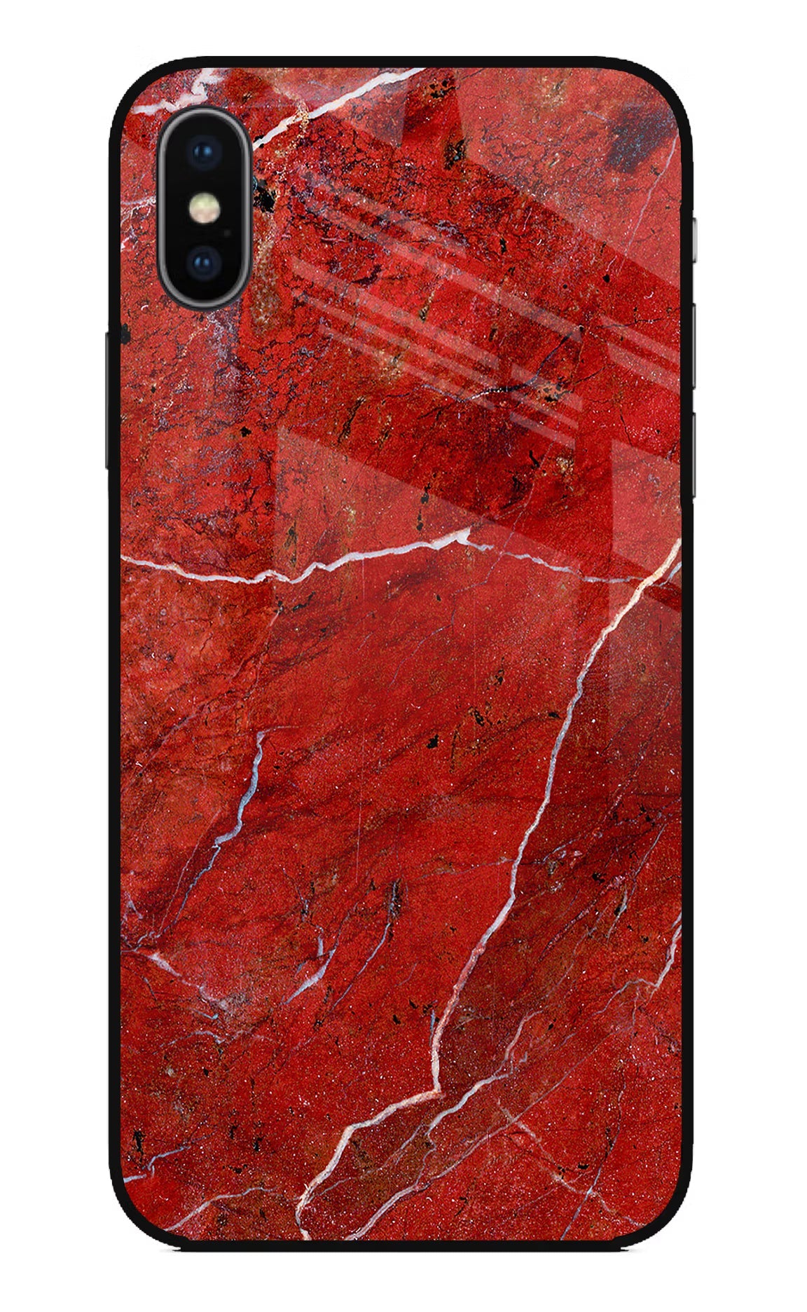 Red Marble Design iPhone X Glass Case Back Cover by Casekaro
