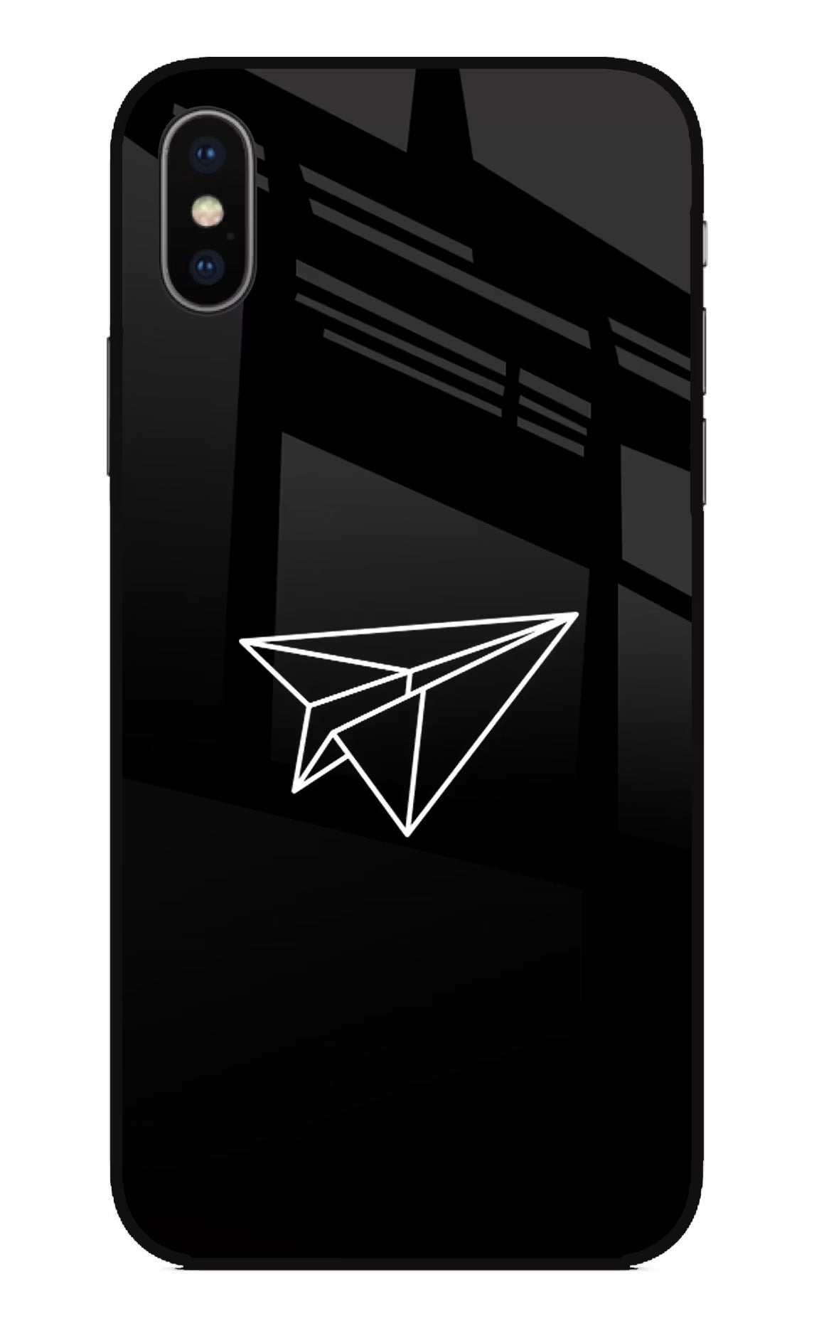 Paper Plane White iPhone X Glass Case Back Cover by Casekaro