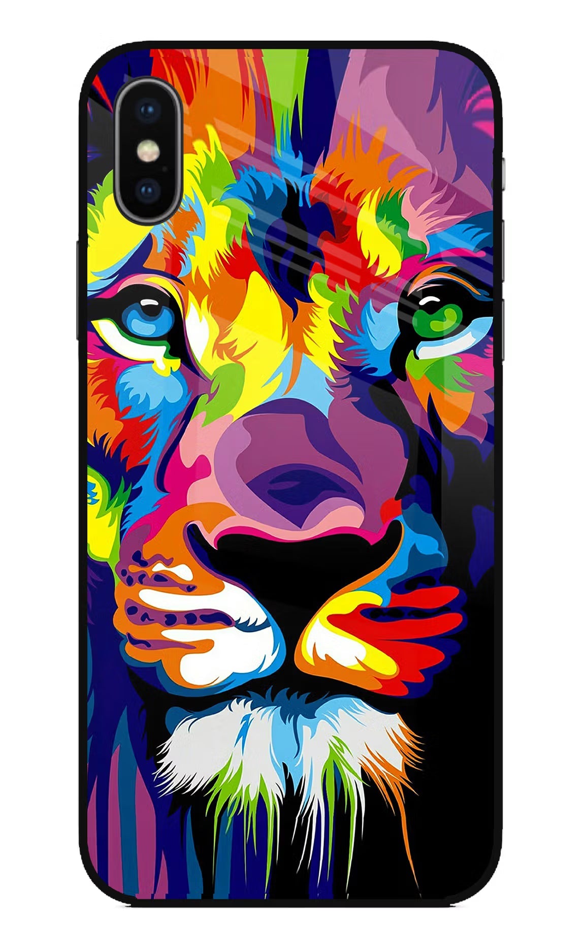 Lion iPhone X Glass Case Back Cover by Casekaro