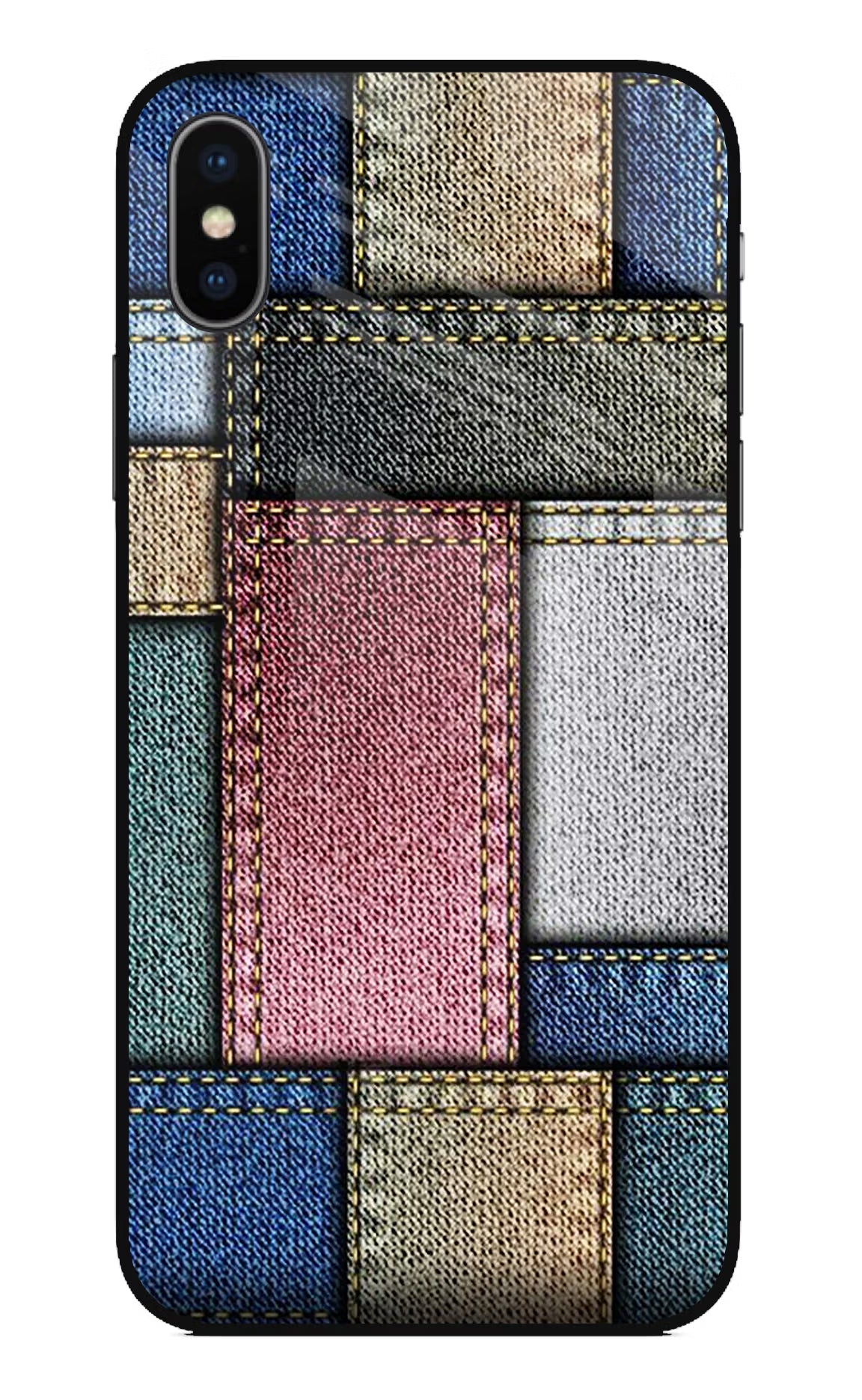 Multicolor Jeans iPhone X Glass Case Back Cover by Casekaro