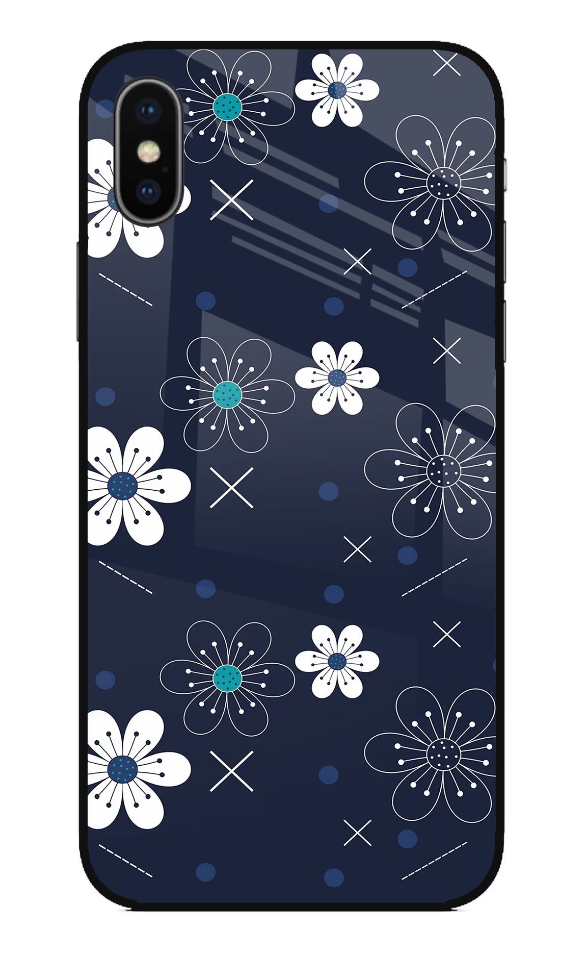 Flowers iPhone X Glass Case Back Cover by Casekaro
