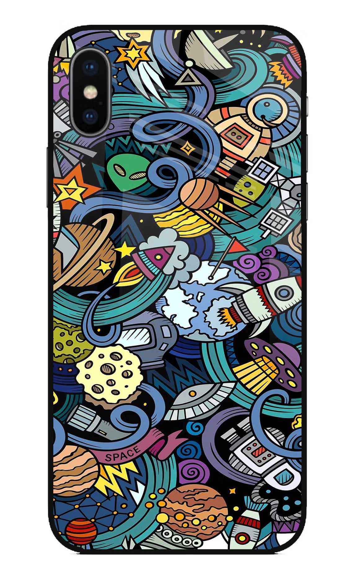 Space Abstract iPhone X Glass Case Back Cover by Casekaro