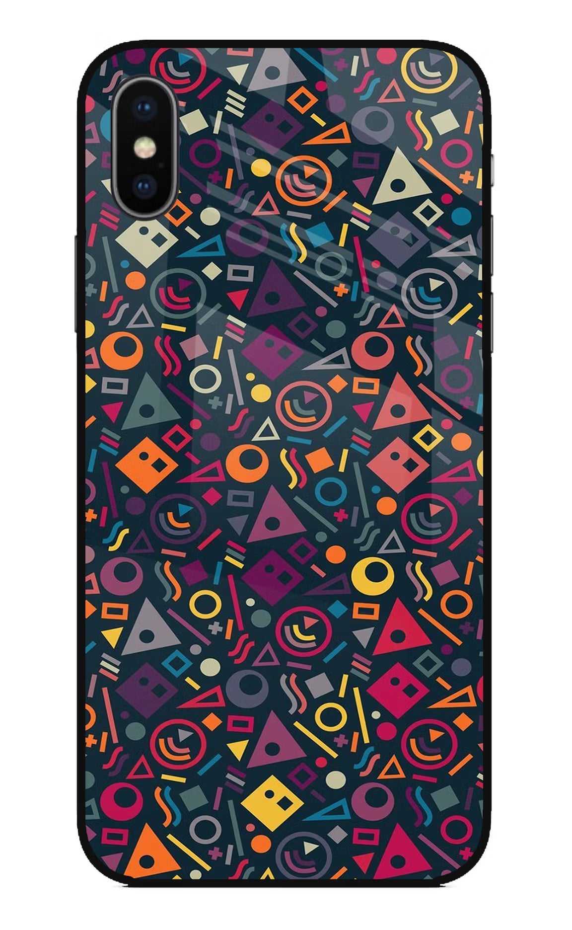 Geometric Abstract iPhone X Glass Case Back Cover by Casekaro