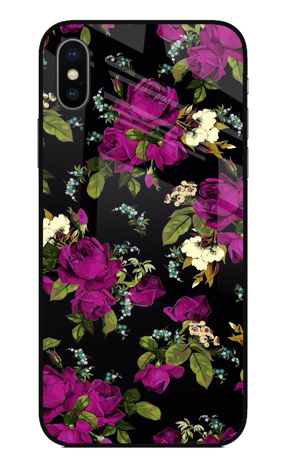 Flowers iPhone X Glass Case Back Cover by Casekaro