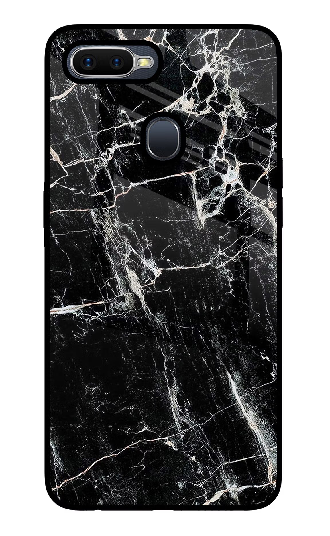 Black Marble Texture Oppo F9/F9 Pro Glass Case Back Cover by Casekaro