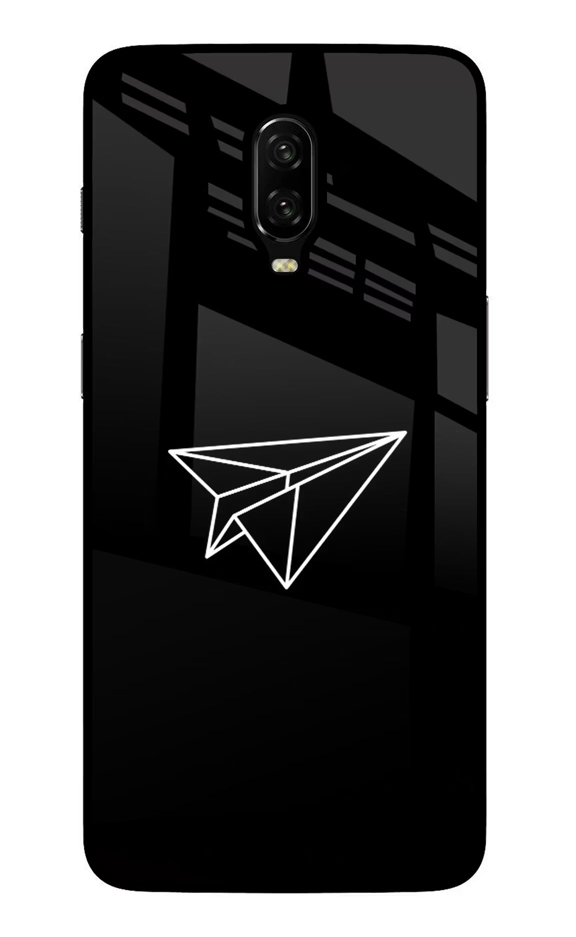 Paper Plane White Oneplus 6T Glass Case Back Cover by Casekaro