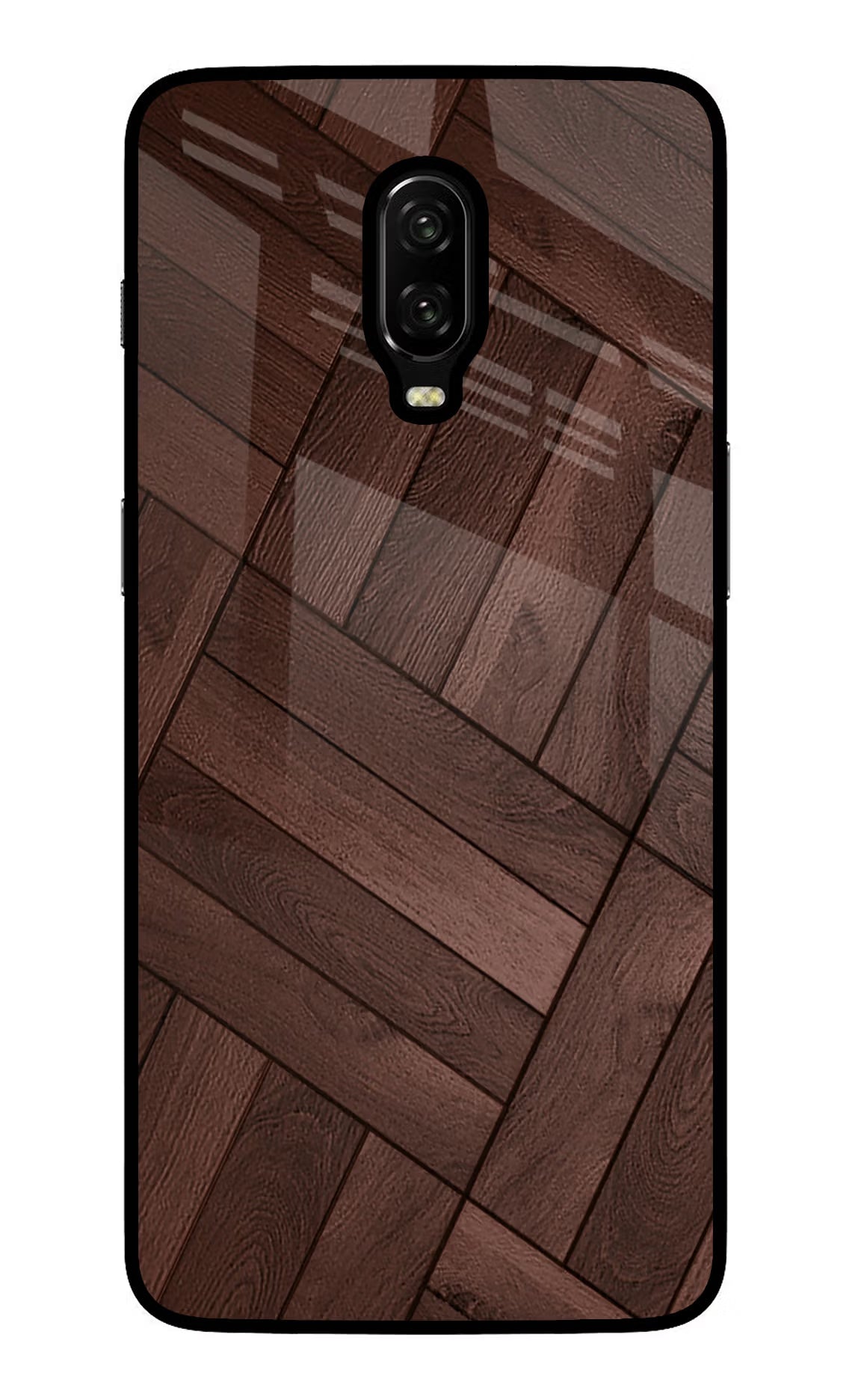 Wooden Texture Design Oneplus 6T Glass Case Back Cover by Casekaro