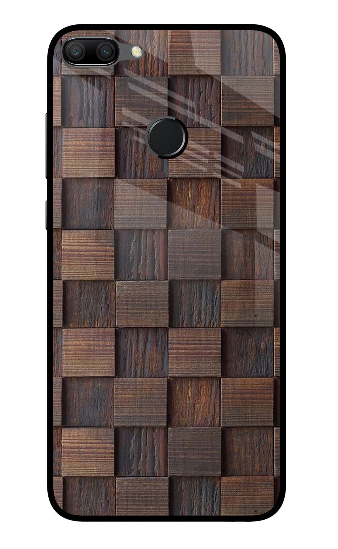 Wooden Cube Design Honor 9N Glass Case Back Cover by Casekaro