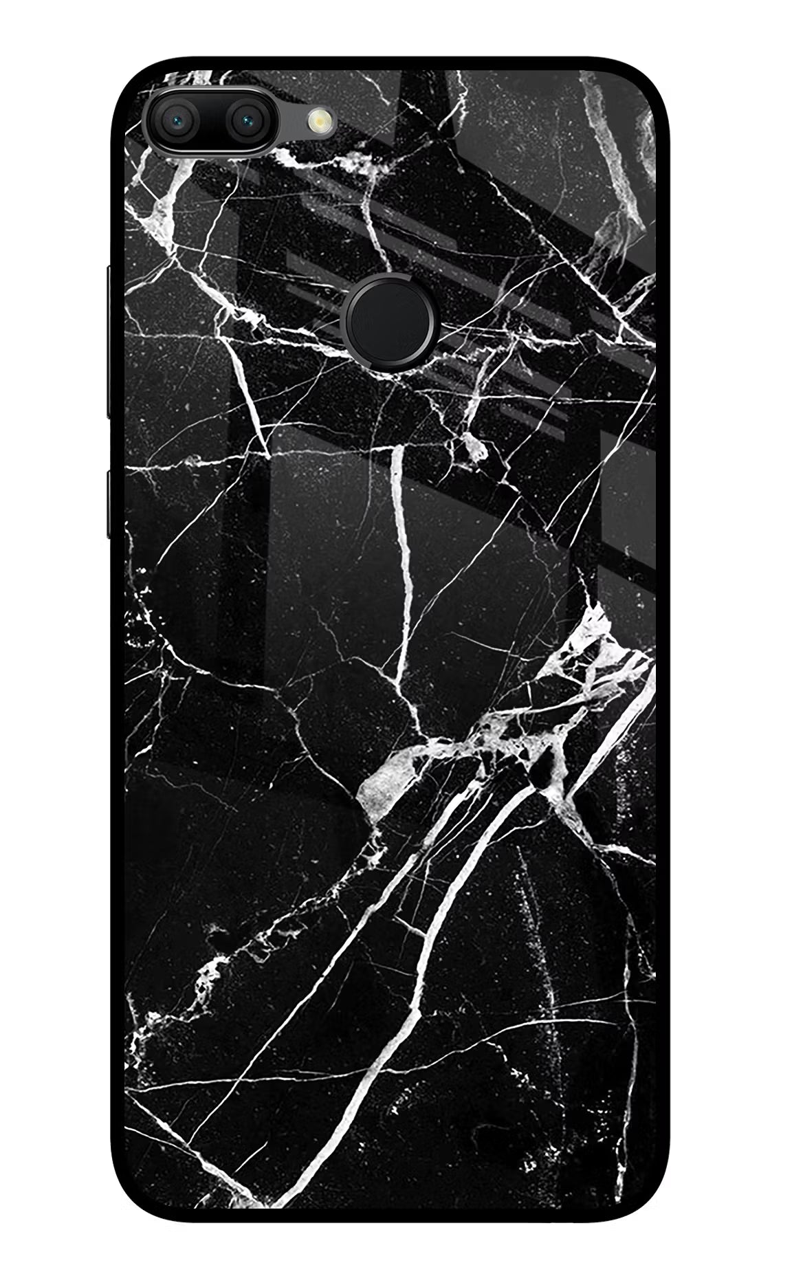 Black Marble Pattern Honor 9N Glass Case Back Cover by Casekaro