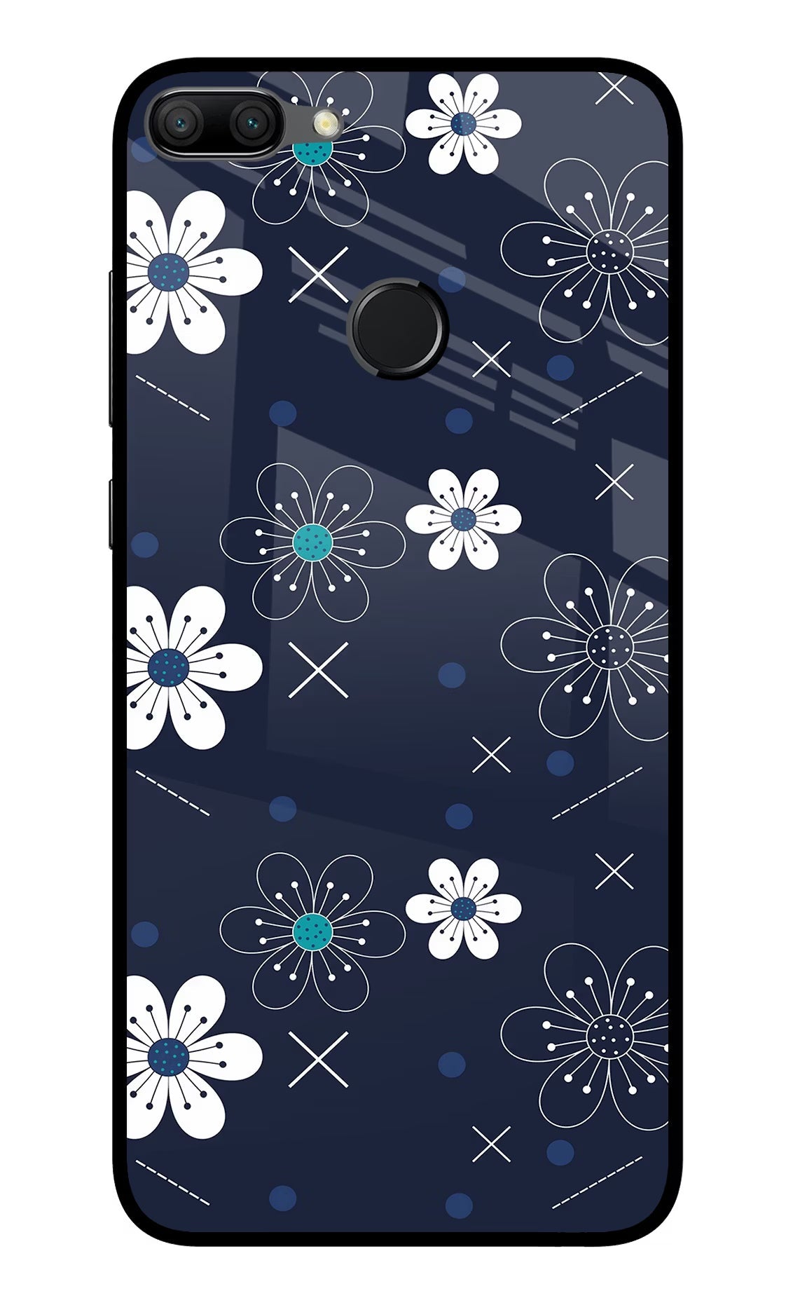 Flowers Honor 9N Glass Case Back Cover by Casekaro
