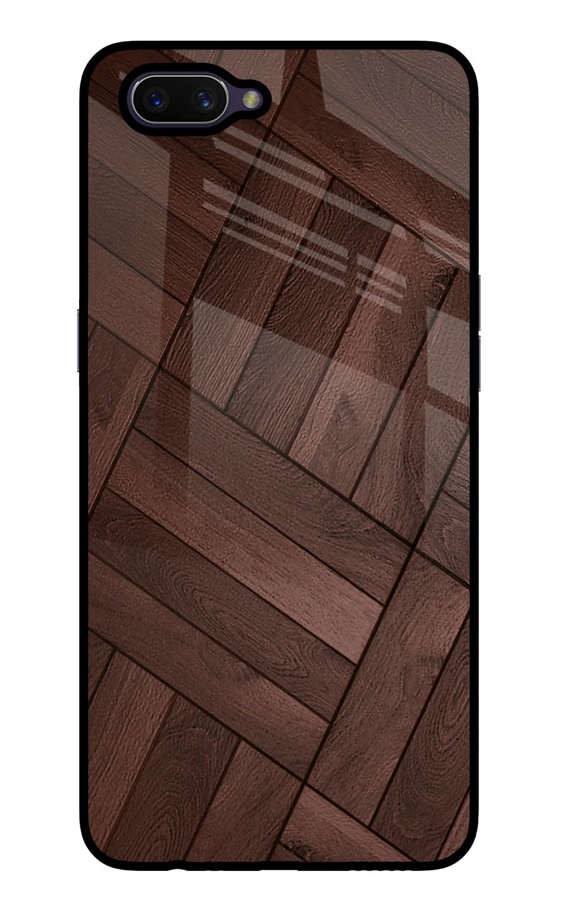 Wooden Texture Design Oppo A3S Glass Case Back Cover by Casekaro