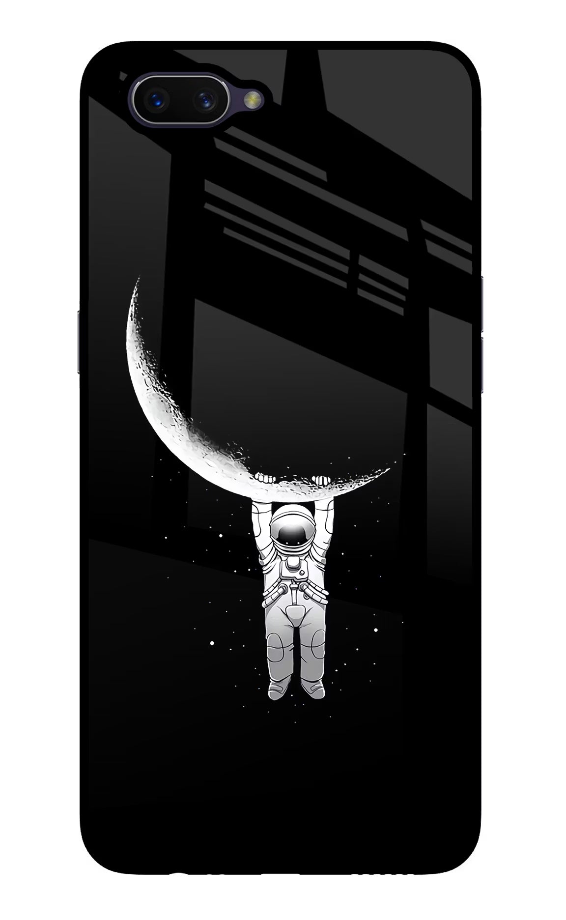 Moon Space Oppo A3S Glass Case Back Cover by Casekaro