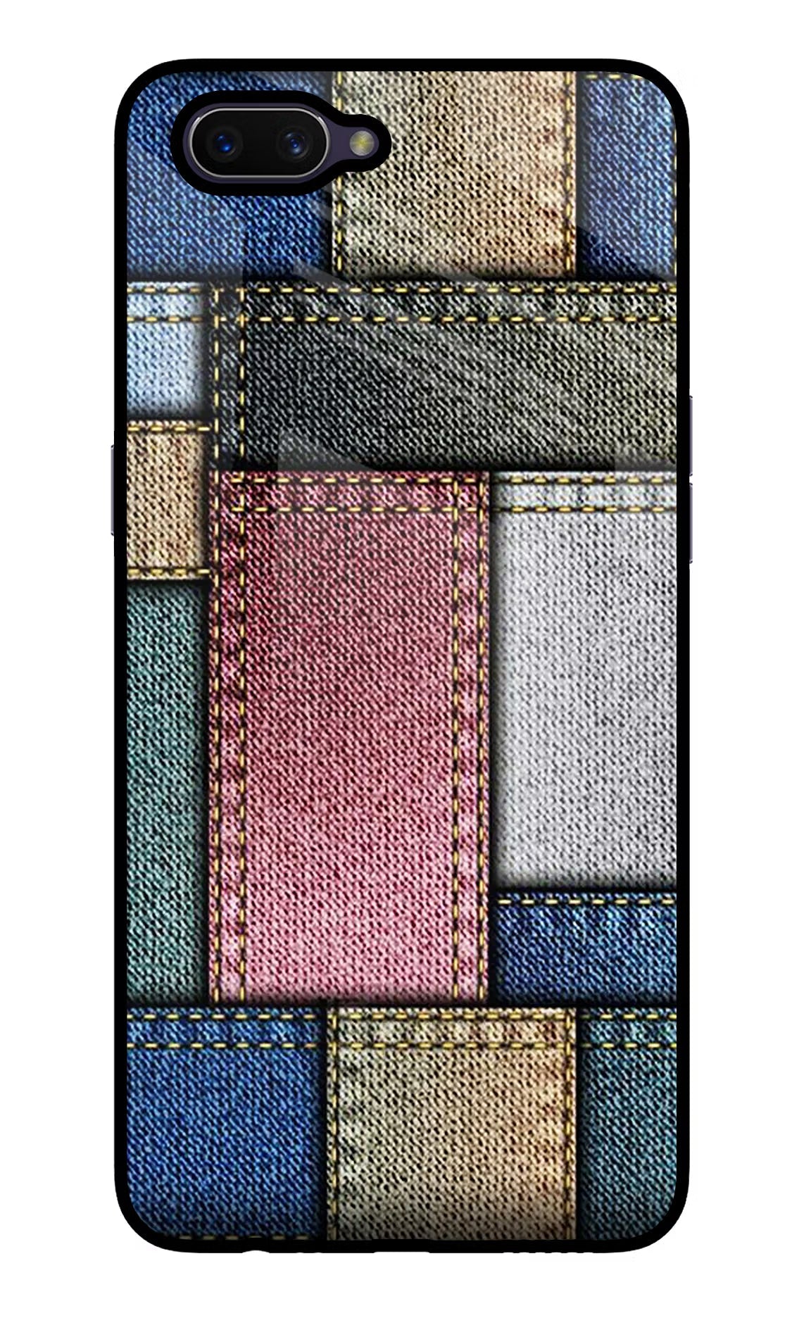 Multicolor Jeans Oppo A3S Glass Case Back Cover by Casekaro