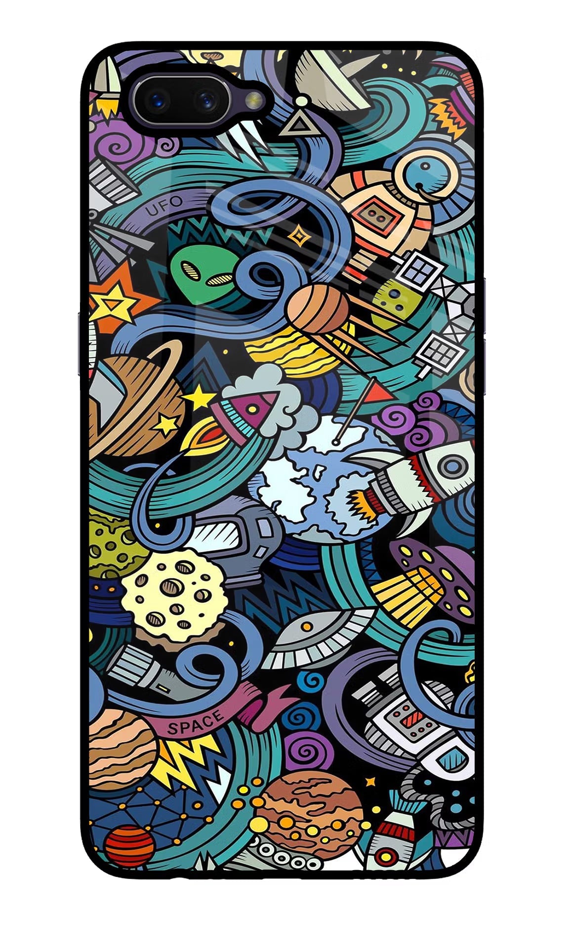 Space Abstract Oppo A3S Glass Case Back Cover by Casekaro
