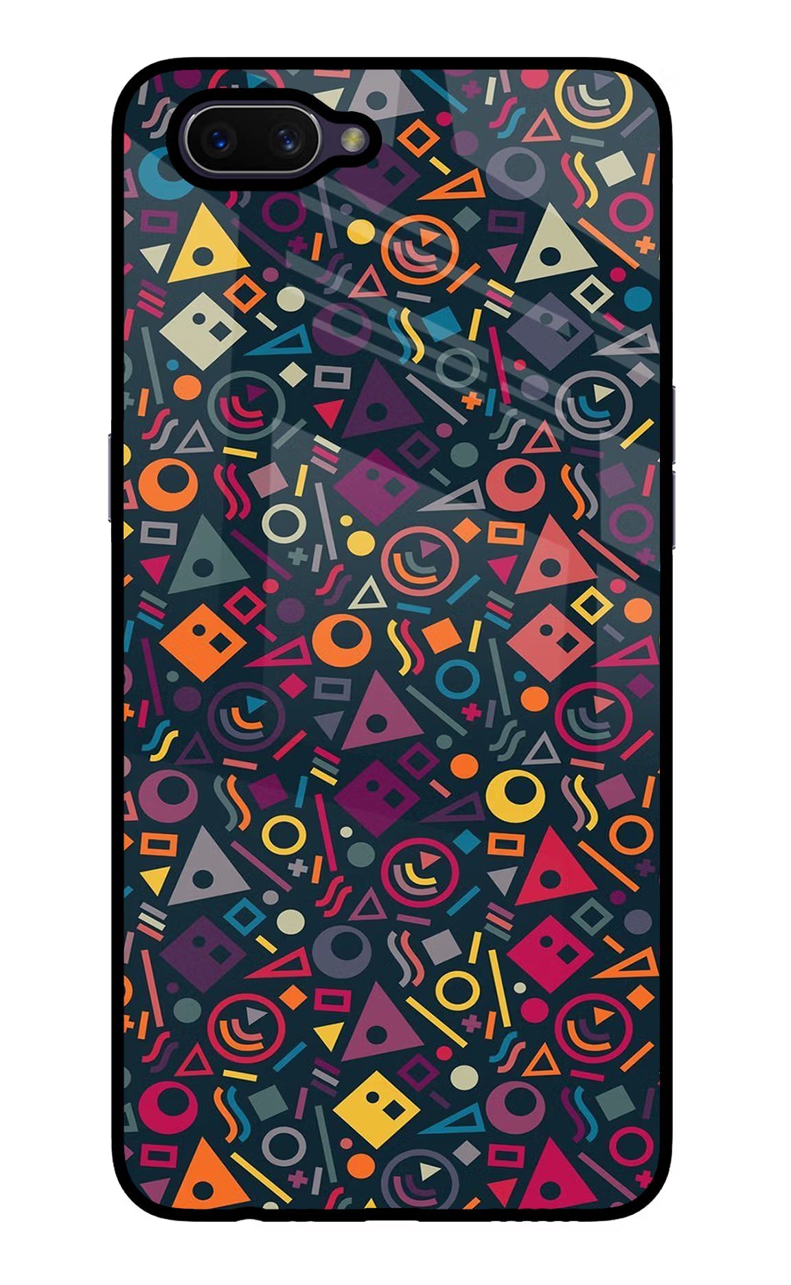 Geometric Abstract Oppo A3S Glass Case Back Cover by Casekaro