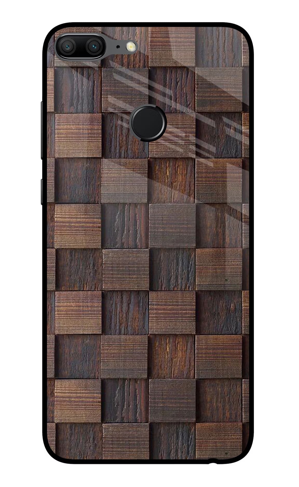 Wooden Cube Design Honor 9 Lite Glass Case Back Cover by Casekaro