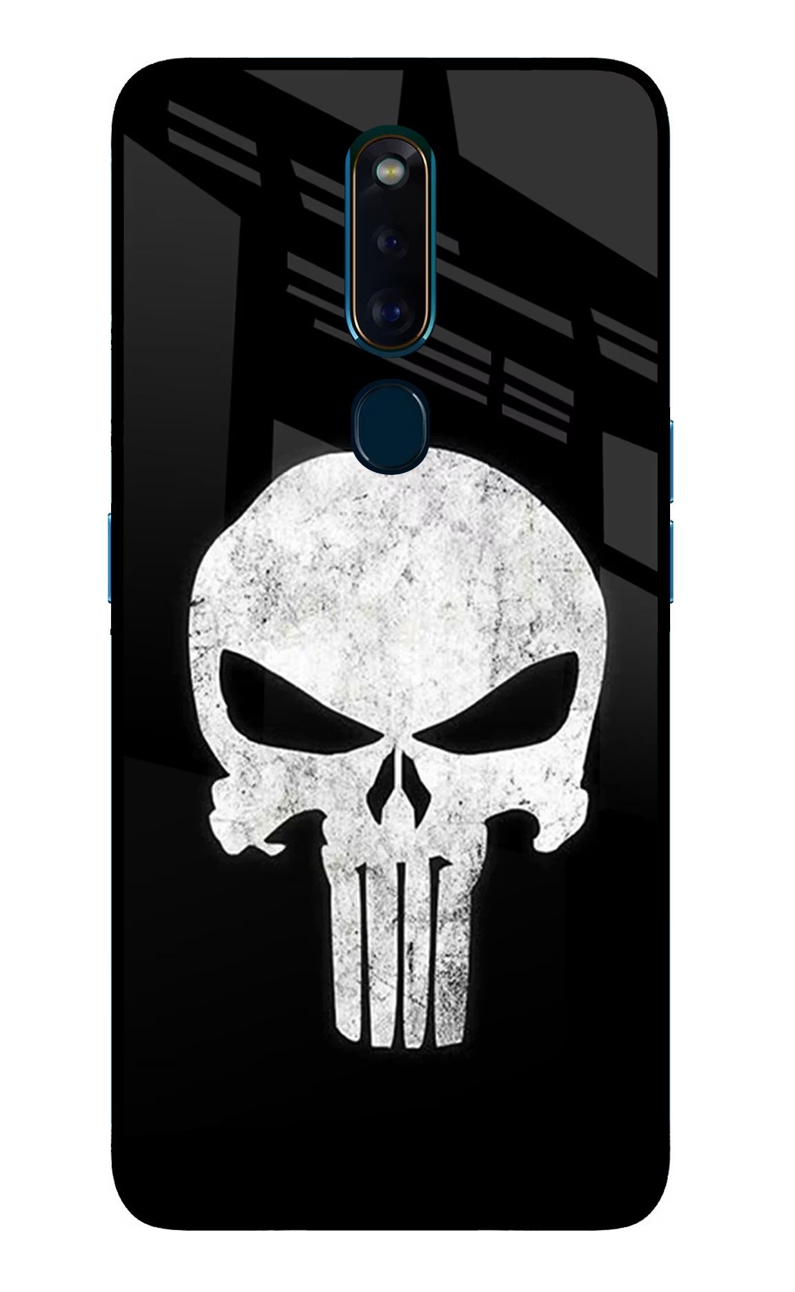 Punisher Skull Oppo F11 Pro Glass Case Back Cover by Casekaro