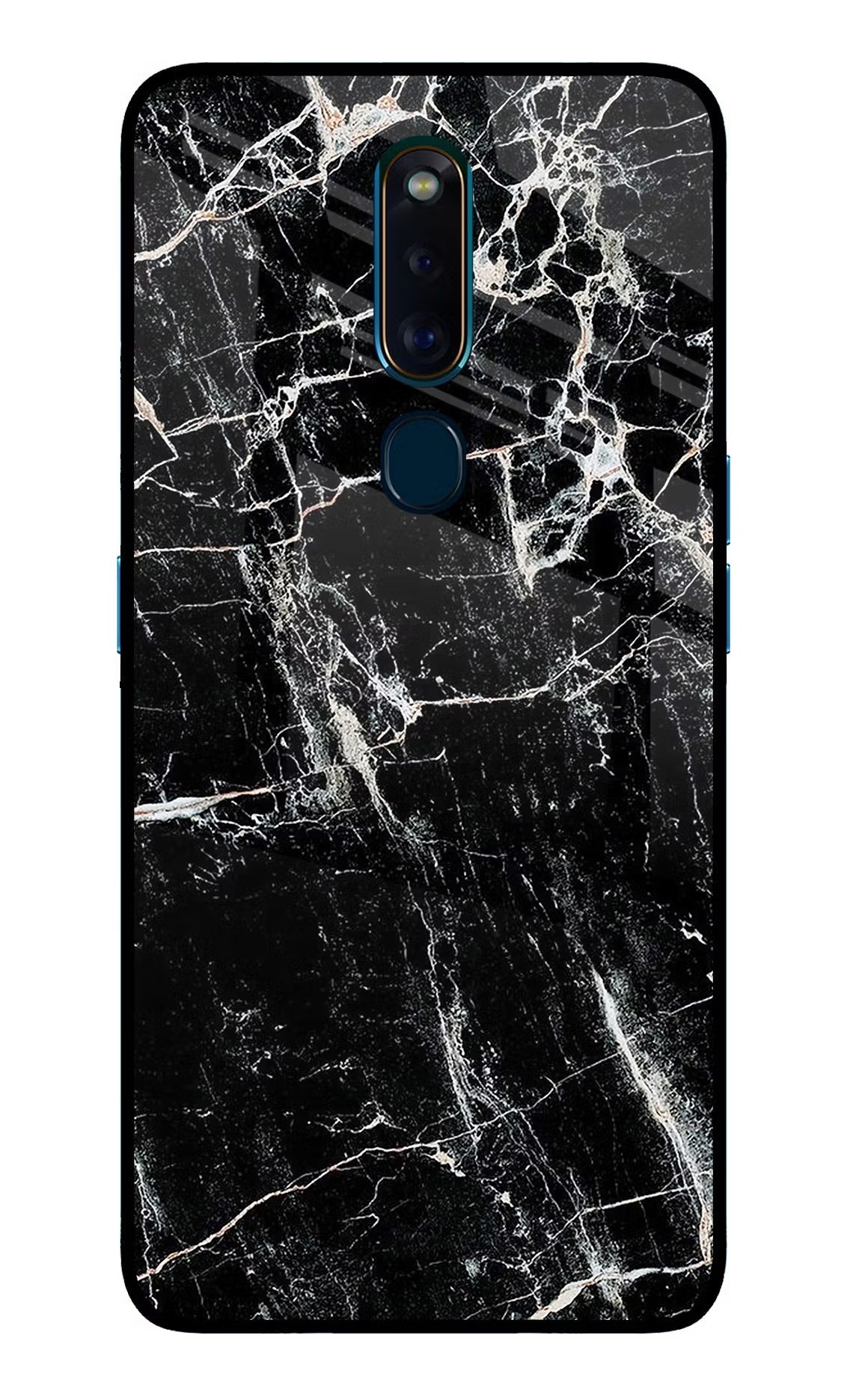 Black Marble Texture Oppo F11 Pro Glass Case Back Cover by Casekaro