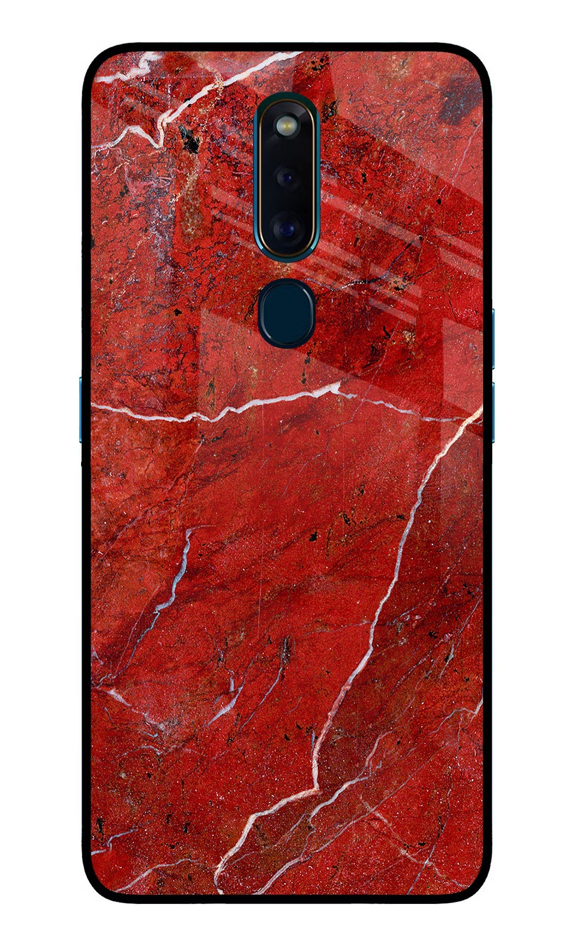 Red Marble Design Oppo F11 Pro Glass Case Back Cover by Casekaro
