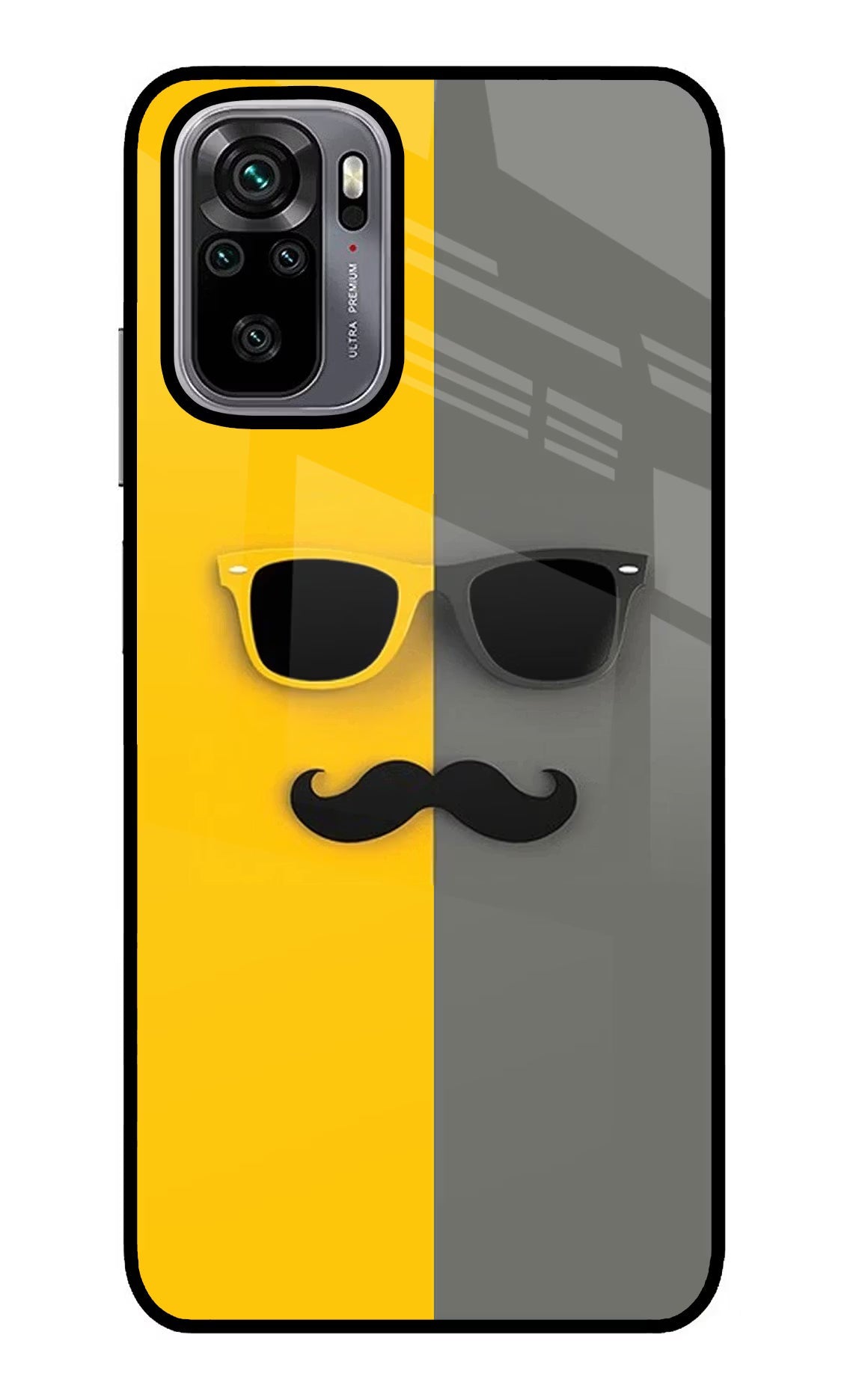 Sunglasses with Mustache Redmi Note 10/10S Glass Case Back Cover by Casekaro