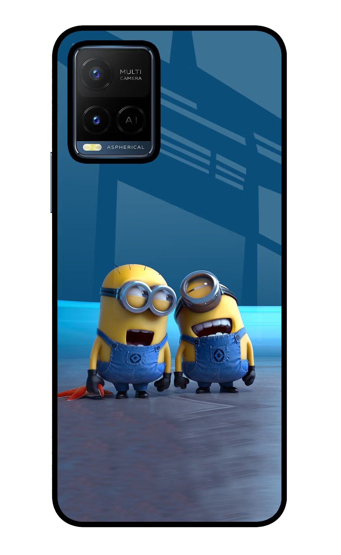 Minion Laughing Vivo Y21/Y21s/Y33s Glass Case Back Cover by Casekaro