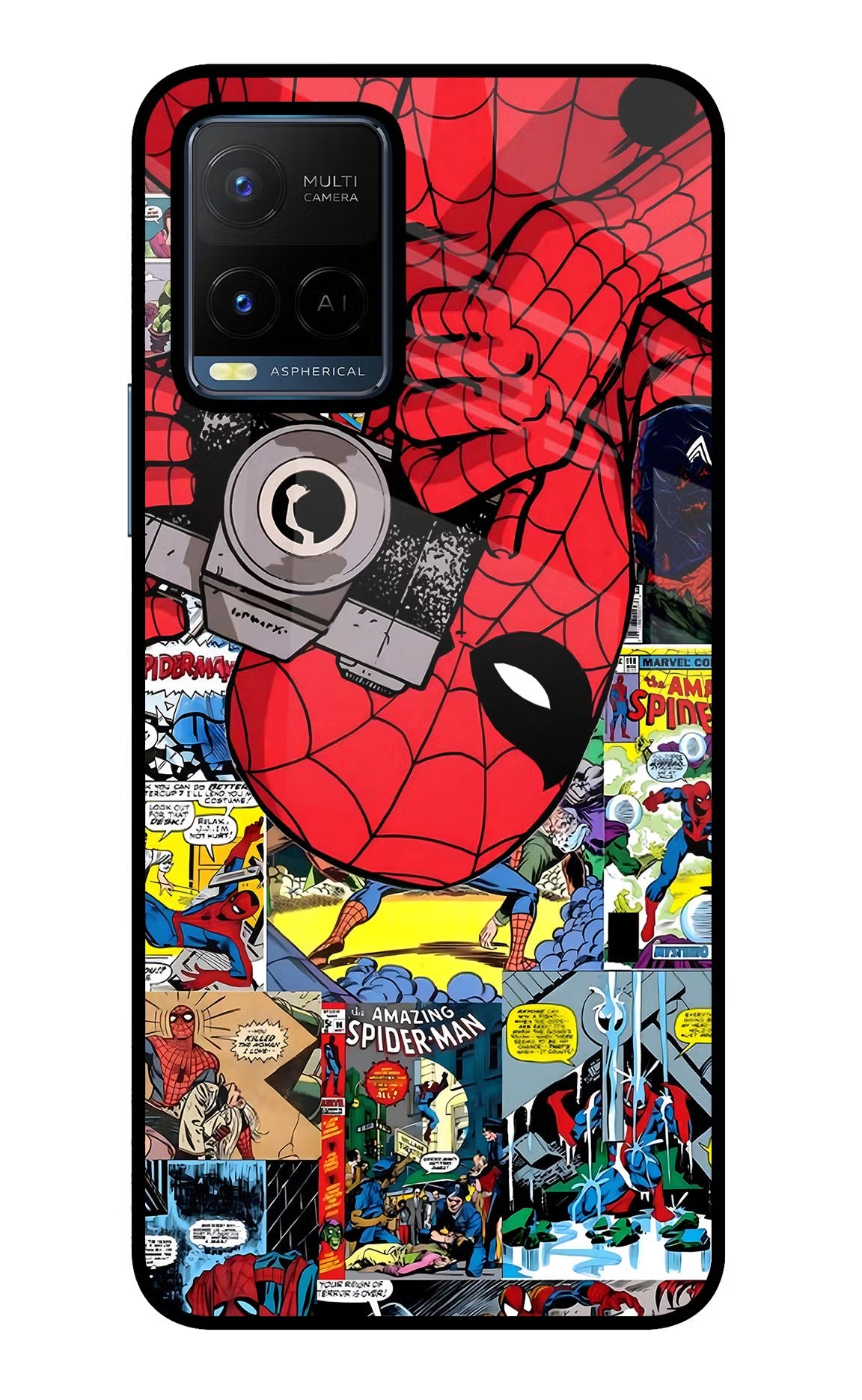 Spider Man Vivo Y21/Y21s/Y33s Glass Case Back Cover by Casekaro