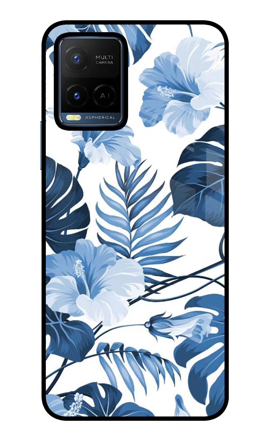 Fabric Art Vivo Y21/Y21s/Y33s Glass Case Back Cover by Casekaro