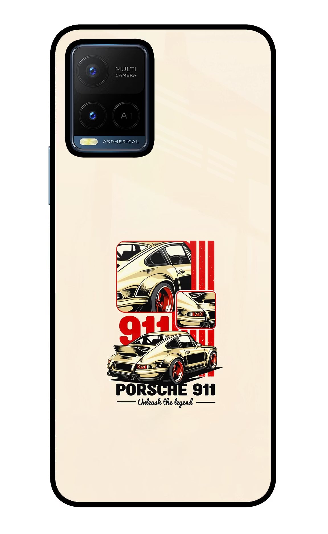 Classic Porsche 911 Vivo Y21/Y21s/Y33s Glass Case Back Cover by Casekaro