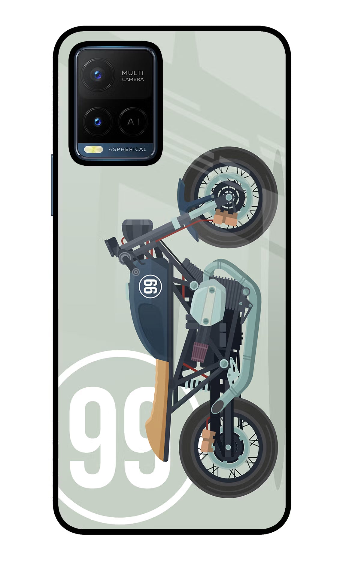 Classic Cafe Racer 99 Vivo Y21/Y21s/Y33s Glass Case Back Cover by Casekaro